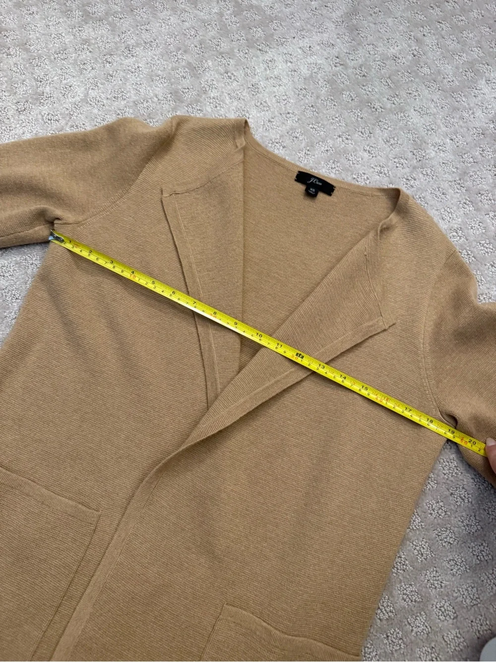 J Crew Open-Front Camel Cardigan Sweater Wool Blend Classic Old Money XS